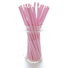 Paper Straws - Pink Chevron 15pack